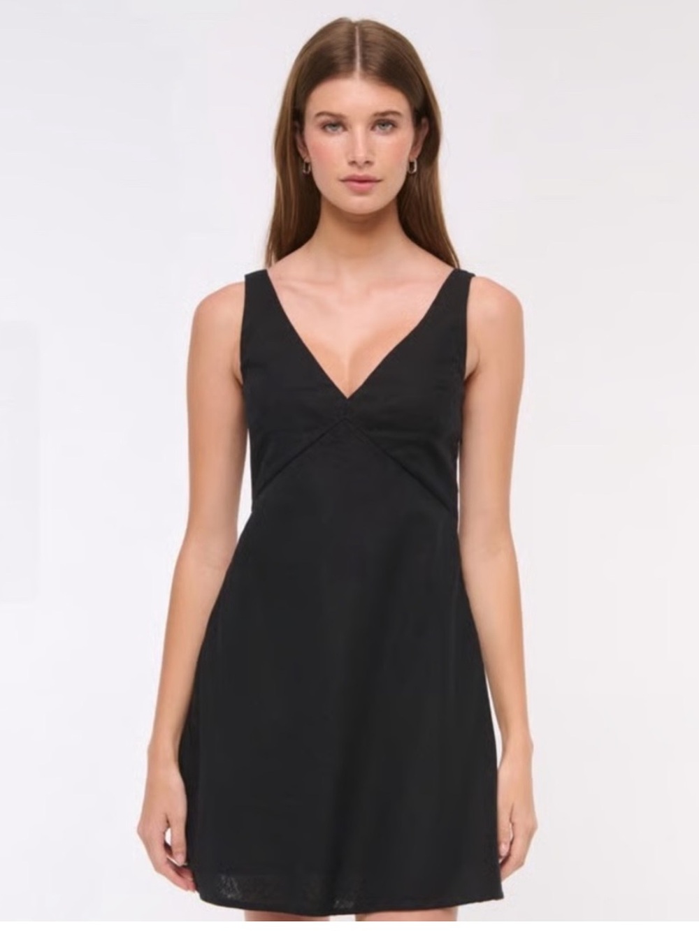 NWT Abercrombie & Fitch V Neck Linen Blend Mini Dress